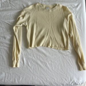 TNA Soft Yellow Ribbed Cropped Sweater